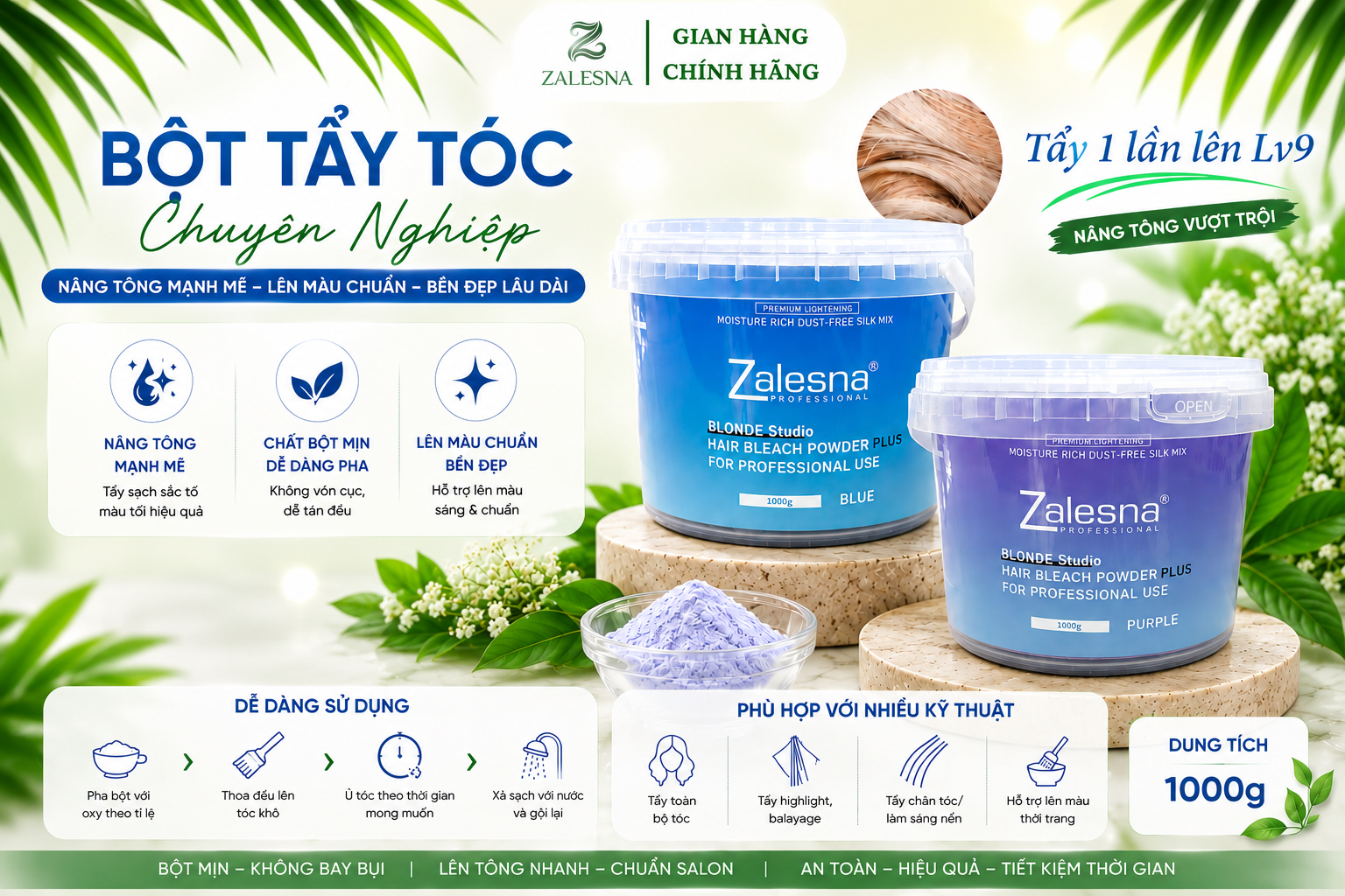 Bột Tẩy Tóc Zalesna 1000g&nbsp;